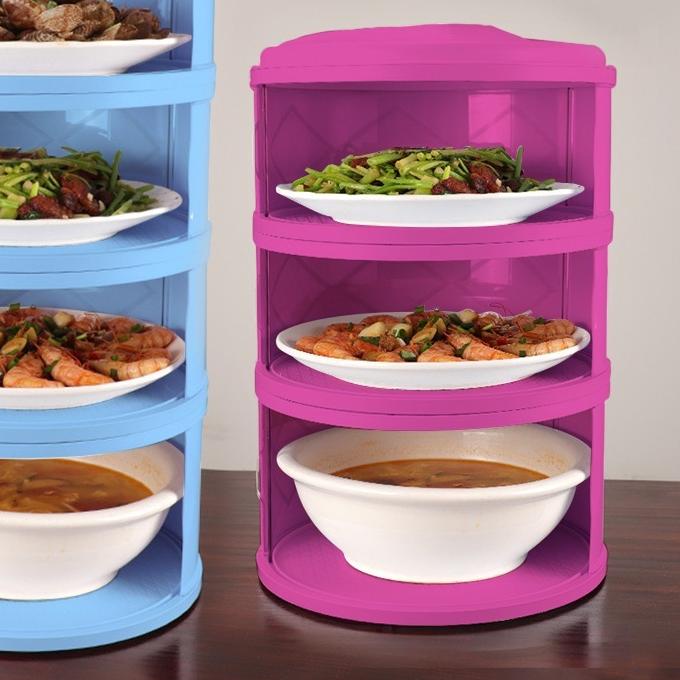 ☺ ANQI SHOP Food Cover Layer Penutup Makanan Tudung Saji Tutup Sayur Susun 4 Tingkat Tudung Saji Ber