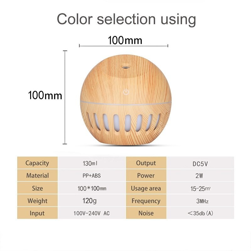 BAYAR DI TEMPAT Pelembab Udara Air Humidifier Aromatherapy Diffuser Wood Design 130ml - Dark Brown