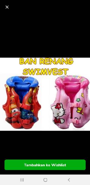 swim vest pelampung renang rompi karakter ban renang anak SNI