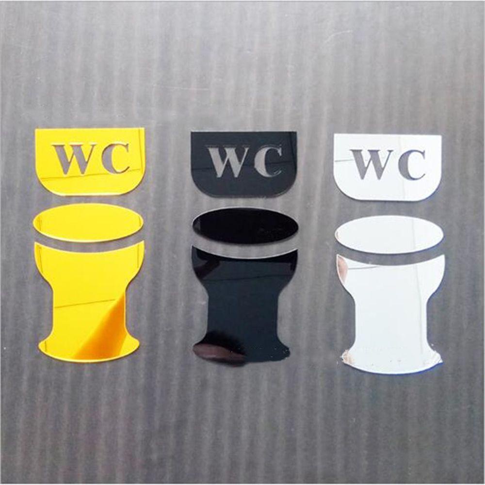 Solighter Stiker Cermin WC/Toilet Kreatif Dinding Seni Dekorasi Kamar Mandi Tanda Pintu Huruf Inggris