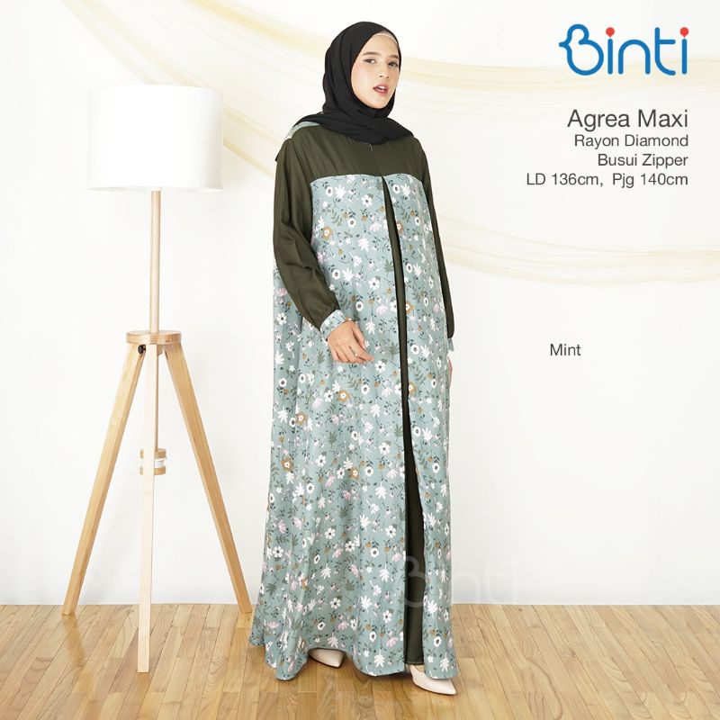 COD ORIGINAL BINTI GAMIS JUMBO ENDA FUNI ALBINA AGREA BUSUI JUMBO BIGSIZE LD 135 FIT XXXL GAMIS MUSLIM BIGSIZE MOTIF BUNGA-Agrea mint
