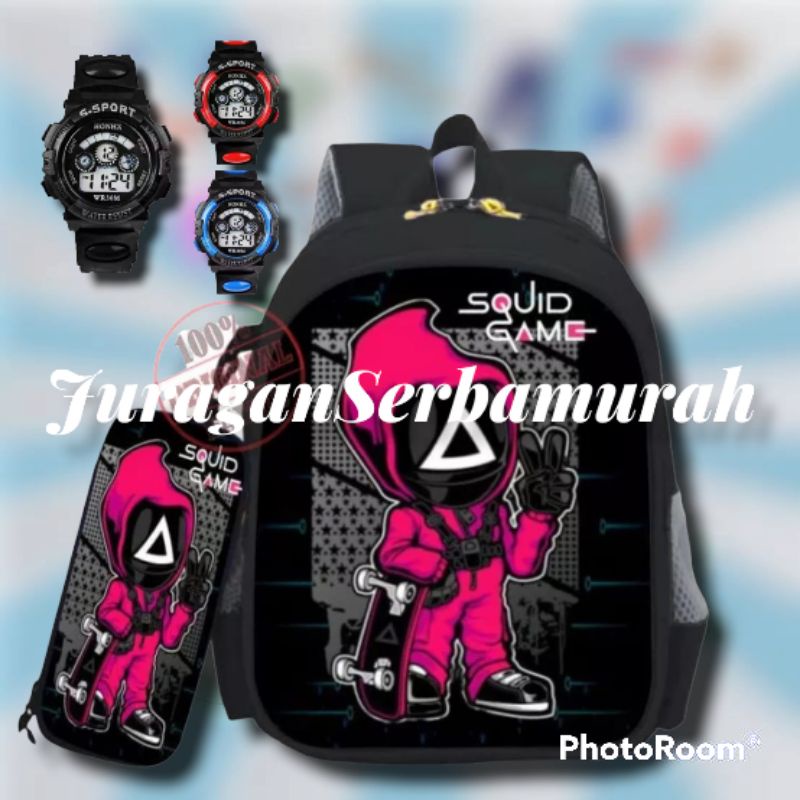 Tas Ransel Sekolah Anak Laki-laki Karakter SquidGame Dan Superhero Murah