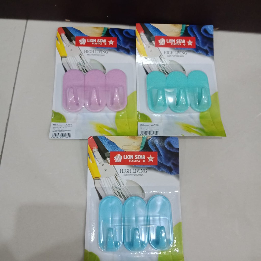 Lion Star HK 3 Multi Purpose Hook Hanger Gantungan Tempel Lion Star