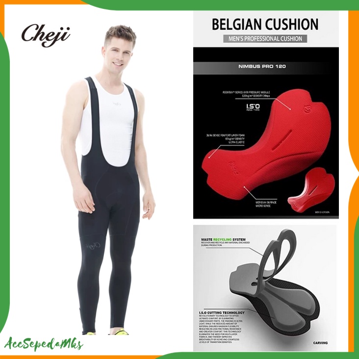 CHEJI Luoya PRO Belgian Red Padding BIB PANJANG Celana Sepeda Original