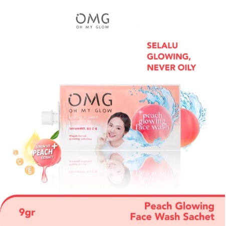 OMG OH MY GLOW Peach Glowing Skin Series Toner 100ml  Face Wash 50G Cream 25G SKIN FACE WASH 9G SKIN CREAM 9G by AILIN