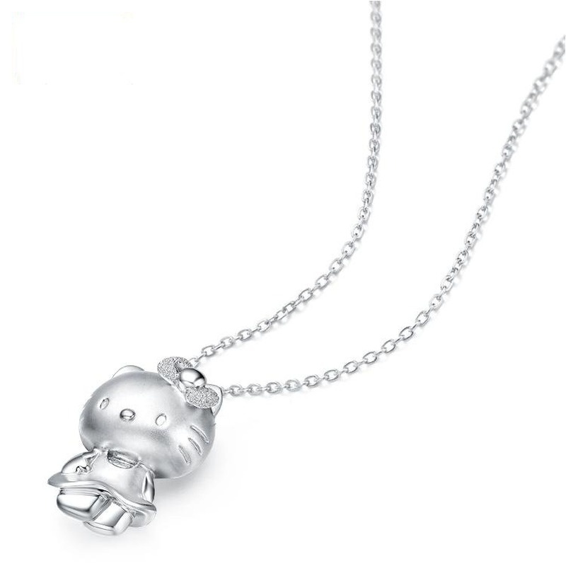 [Ready Stock]Fashion Silver Plated Hellokitty Kitten Pendant Necklace