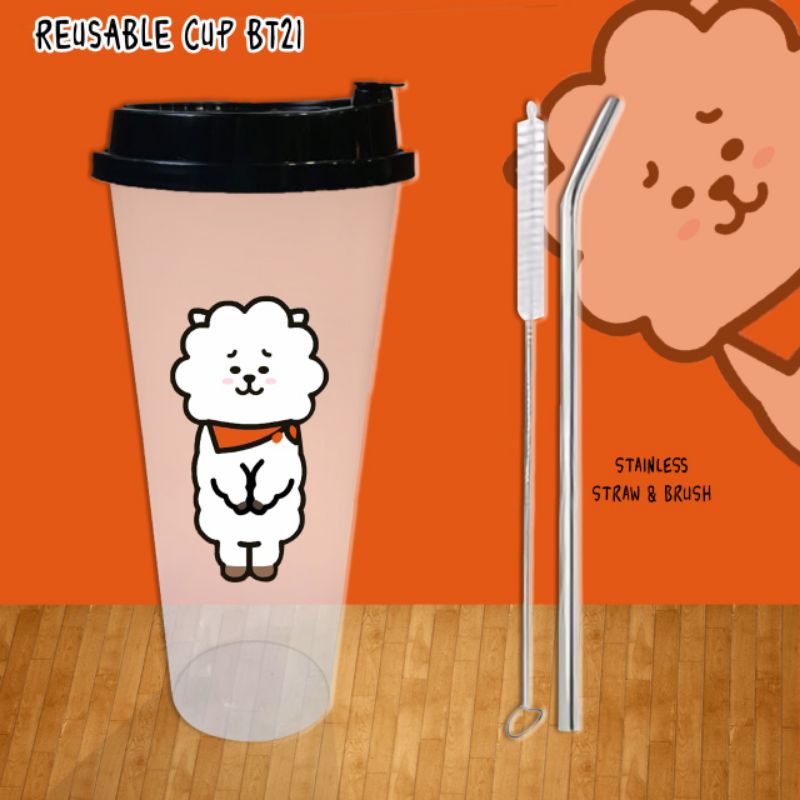 FREE SEDOTAN STAINLESS+FREE BRUSH!!!.REUSABLE CUP B T S/REUSABLE CUP BT 21/TUMBLER B T ES/TEMPAT MINUM LUCU