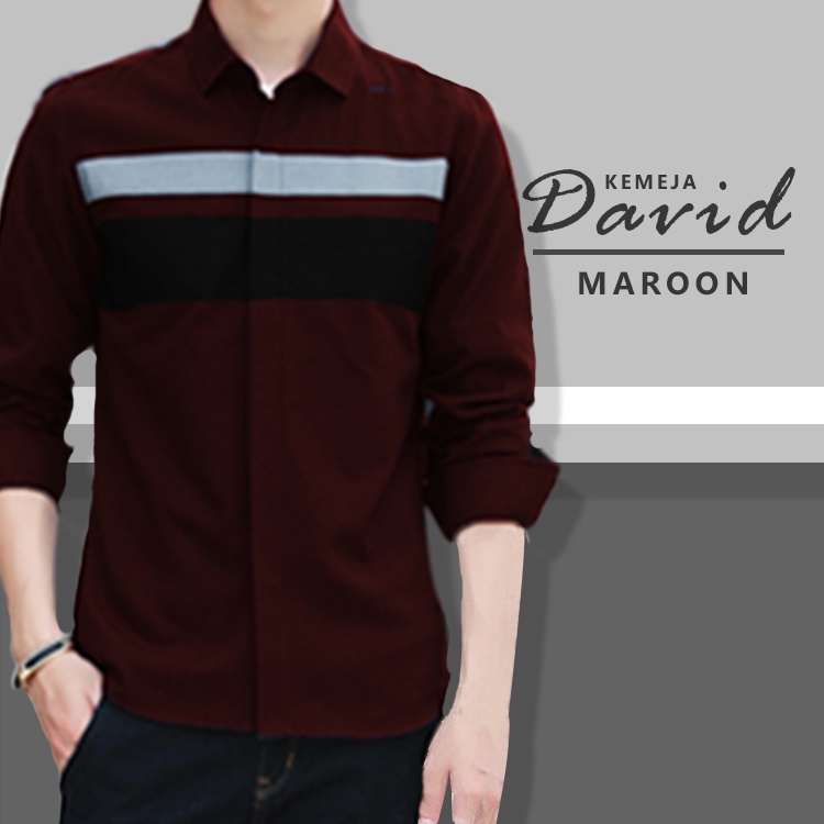 FortKlass HEM DAVIDU KEMEJA FORMAL PRIA LENGAN PANJANG KEMEJA POLOS COWO SLIM FIT PUTIH HITAM MAROON