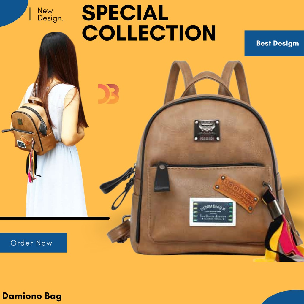 Tas Punggung Wanita Damiono Import Warna Coklat Susu