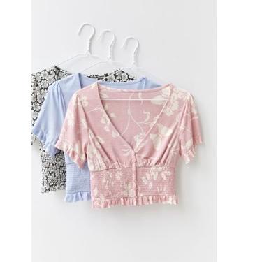 [KZT.17Ma22н] Urban Outfitters Benneth Button Down Smocked Crop Top