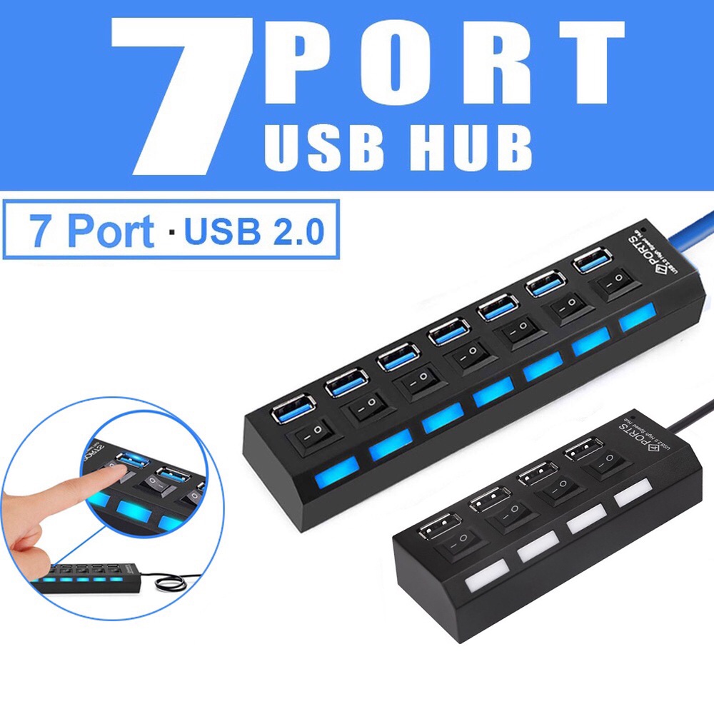 YTJ-Hub Splitter Multi Port USB 2.0 4 / 7 Port Dengan Power Adapter Untuk PC