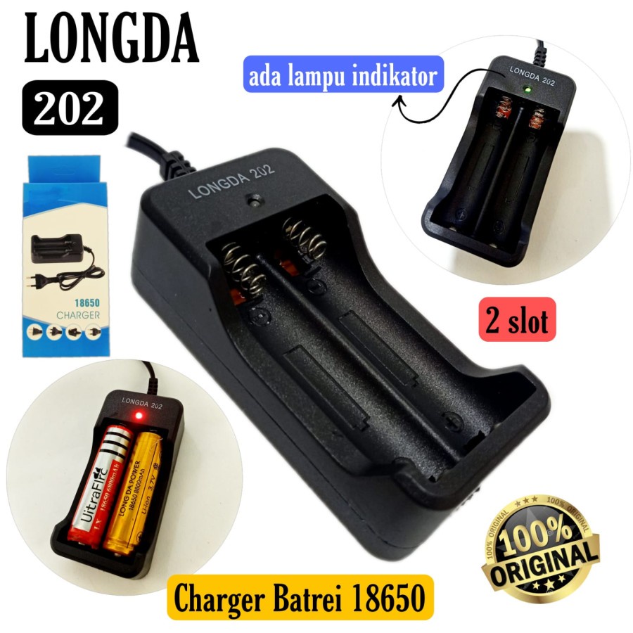 Charger Battery 18650 3,7 volt Alat cas baterai batrei  casan 2 slot 202