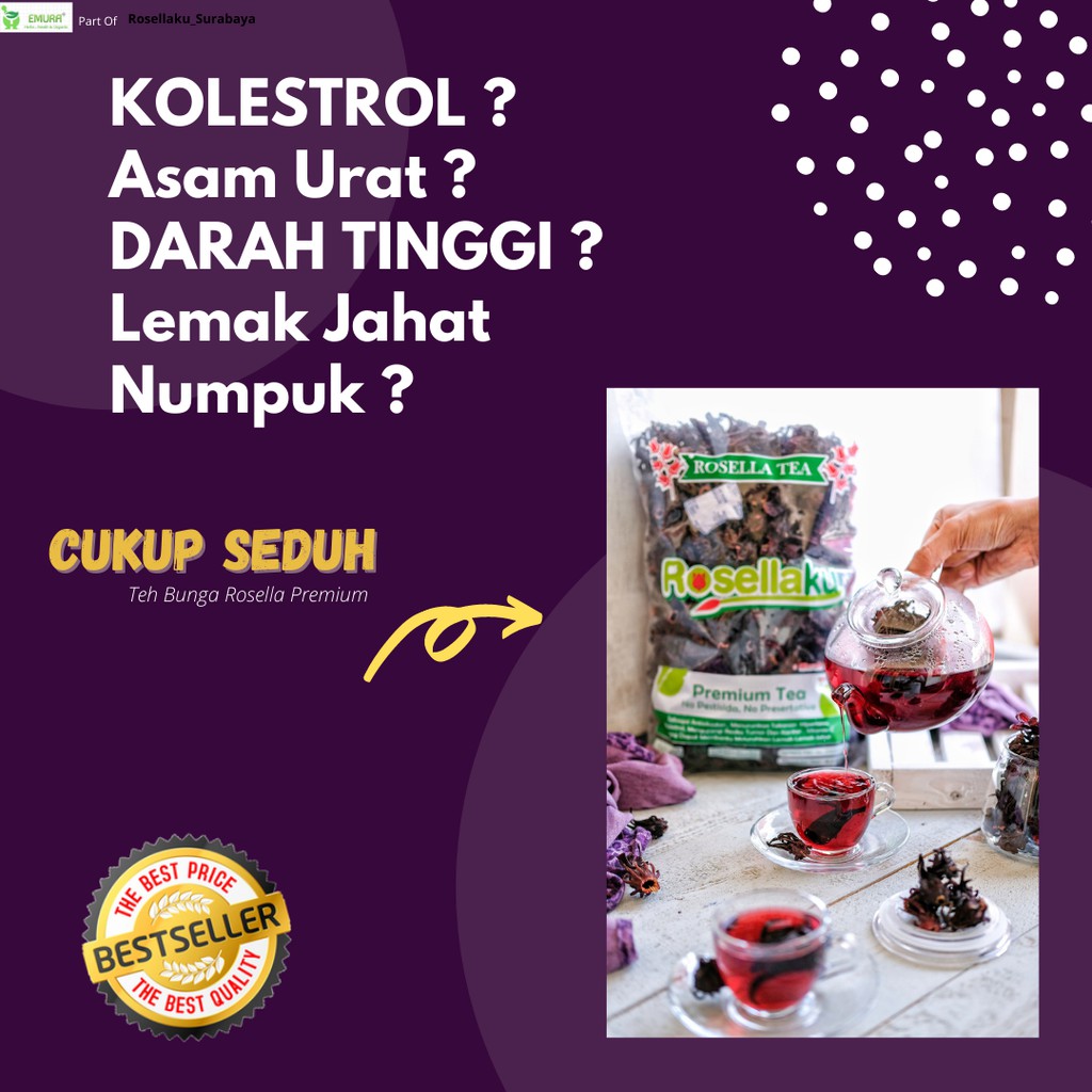 OBAT DIET PELURUH LEMAK / TEH BUNGA ROSELA UNGU PREMIUM GRADE A / TEH ROSELLA UNGU