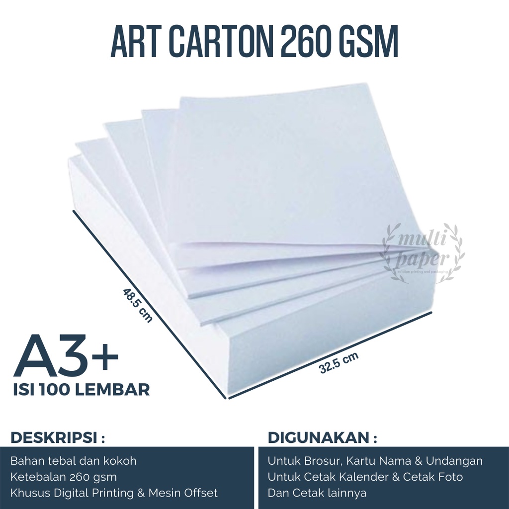 Jual Art Carton 260 Gsm A3 Plus Isi 100 Lembar / Art Carton A3 Plus 260 ...