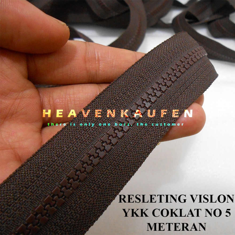 Resleting Zipper YKK Vislon Coklat No 5 Meteran