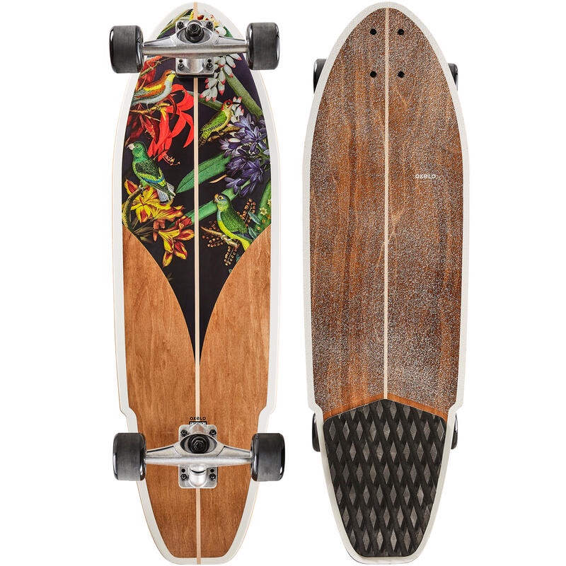 OXELO Carve540 Longboard Motif Ukiran Fullset Deck Kayu Truck Aluminium