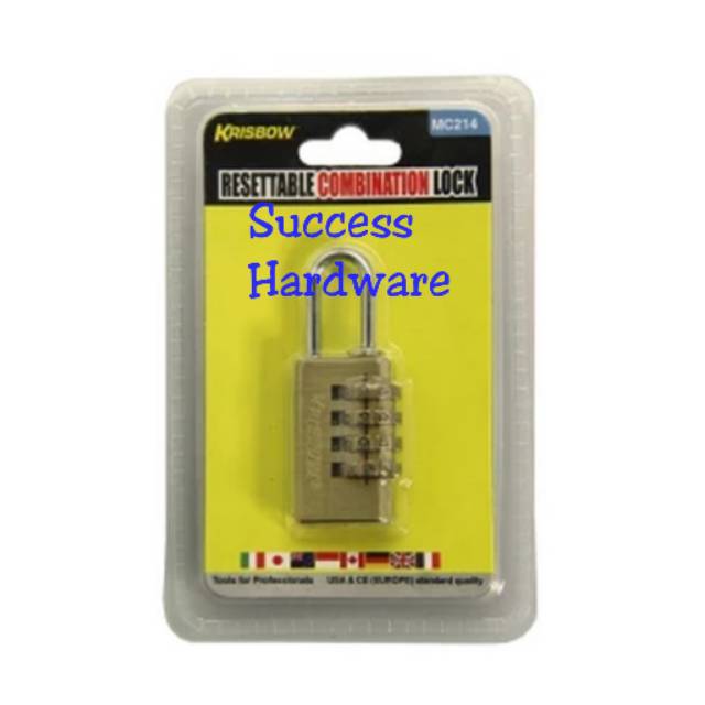 KRISBOW GEMBOK KUNINGAN 4 ANGKA KOMBINASI