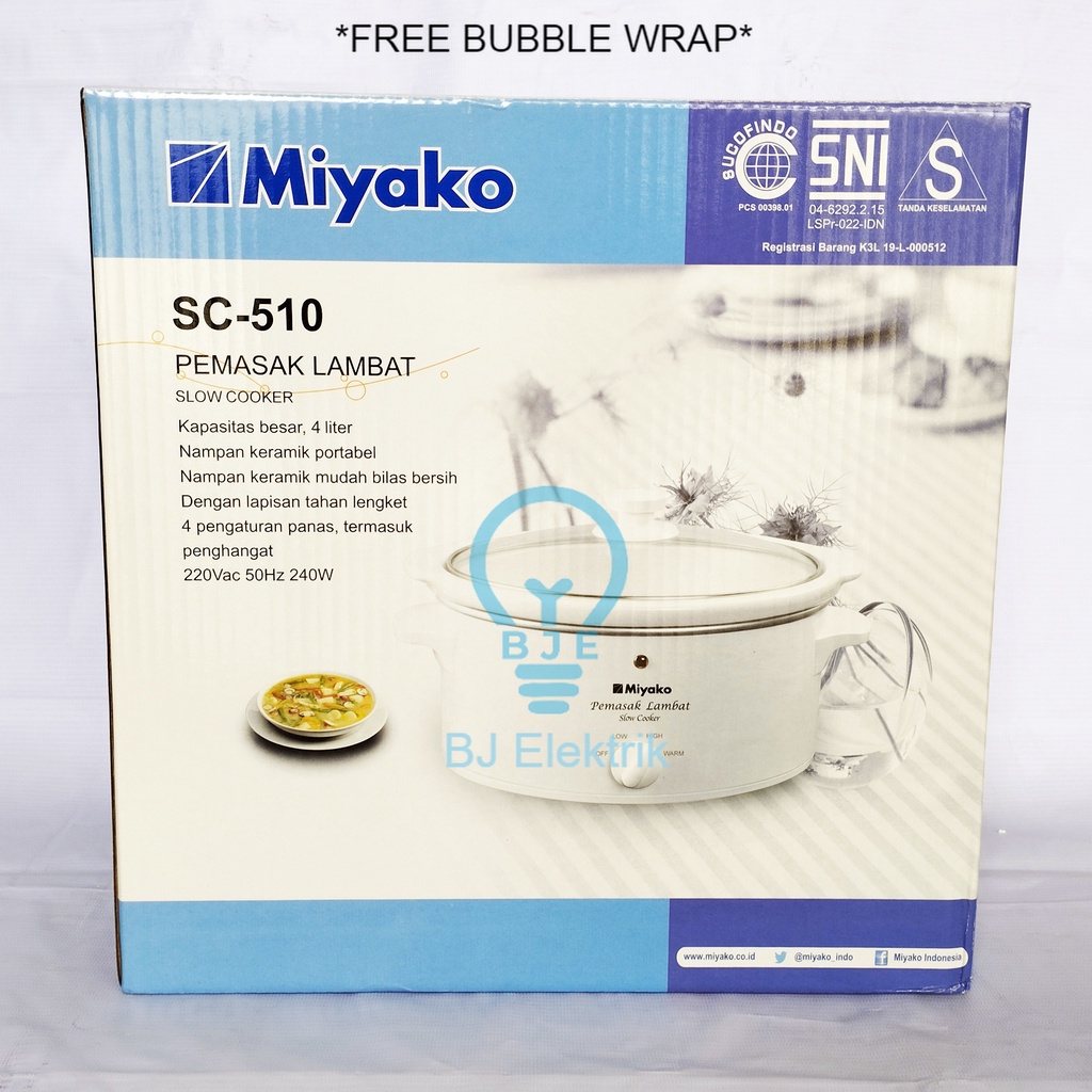 Pemasak Lambat Slow Cooker Miyako SC-510 4 Liter 4L Pot Keramik Food Grade Kapasitas Besar Untuk Mem