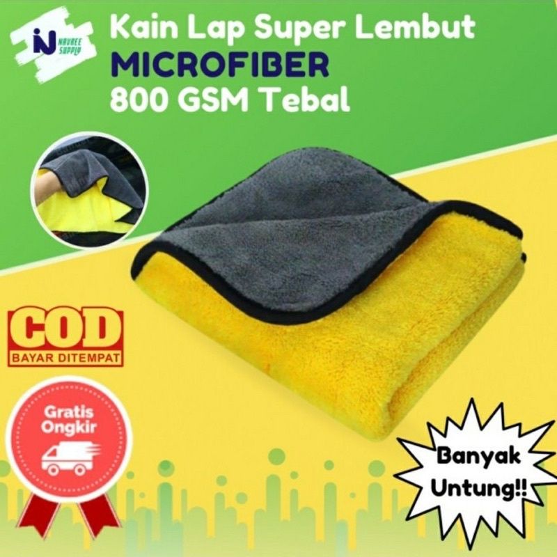 Kain Lap Mobil Microfiber 30x40 - Kain Lap Serba Guna Microfiber 30x40 Promo Mit