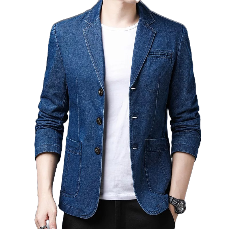 jaket blazer pria jas formal denim