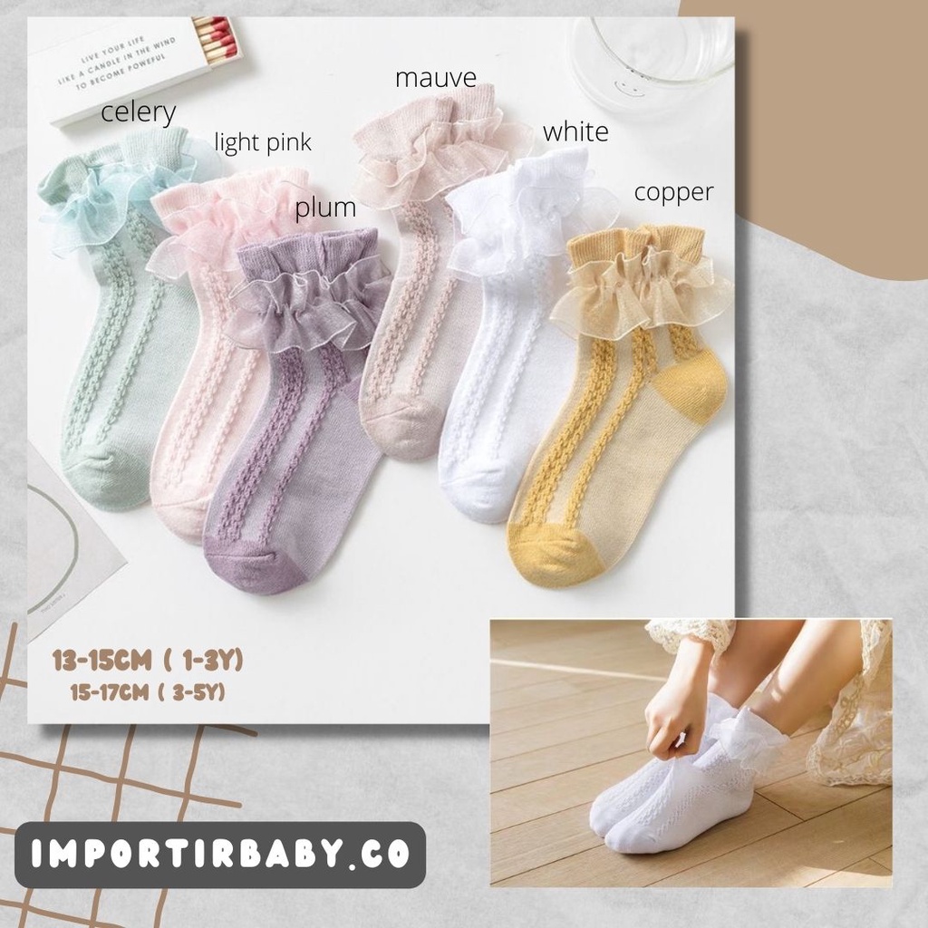 Kaos kaki anak renda ruffle / Kaos kaki renda anak perempuan