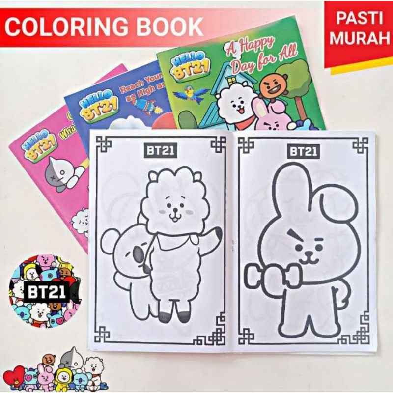 buku mewarnai anak BT21