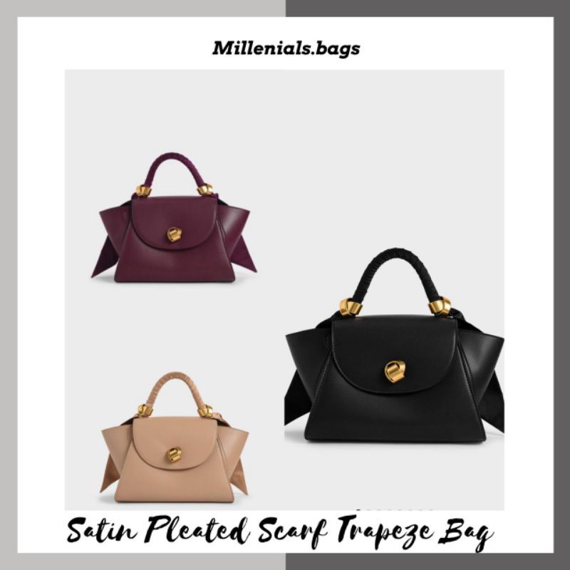 Cnk satin pleated scarf trapeze bag