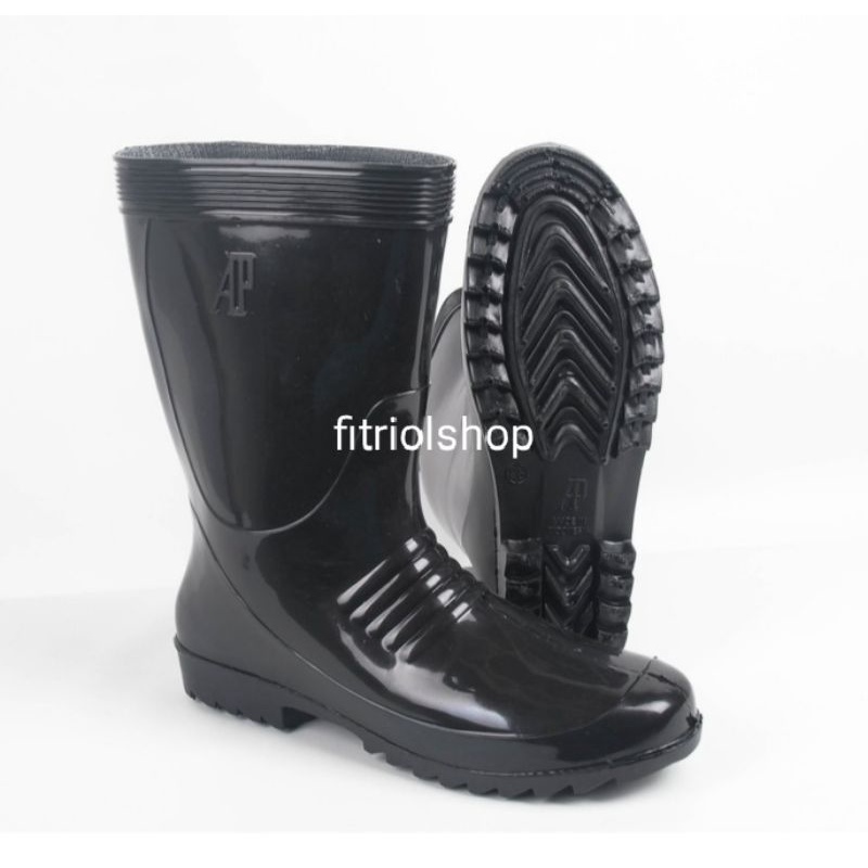 Sepatu Boots Karet Hitam Pendek AP Boots Pria dan Wanita