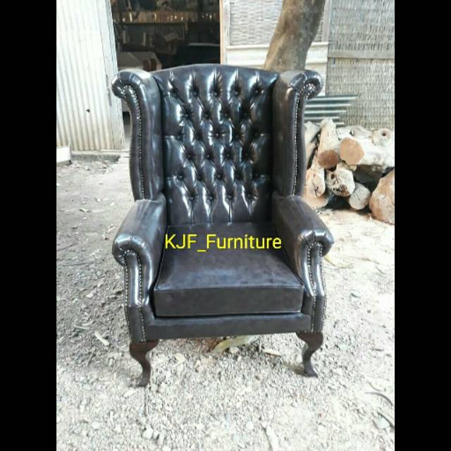 Wing chair klasik sofa single wing chair real pict kjf furniture