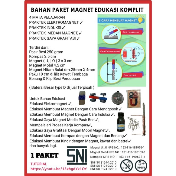 PAKET MAGNET EDUKASI KOMPLIT PRAKTEK ELEKTROMAGNET, MEDAN MAGNET, GAYA GRAFITASI