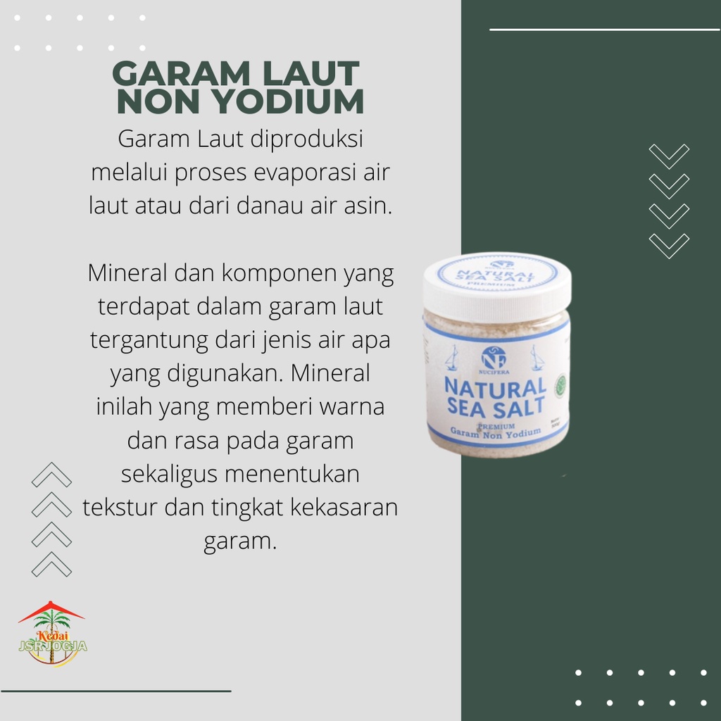 Termurah !!!! Garam Laut Non Yodium (500 gr) Nucifera