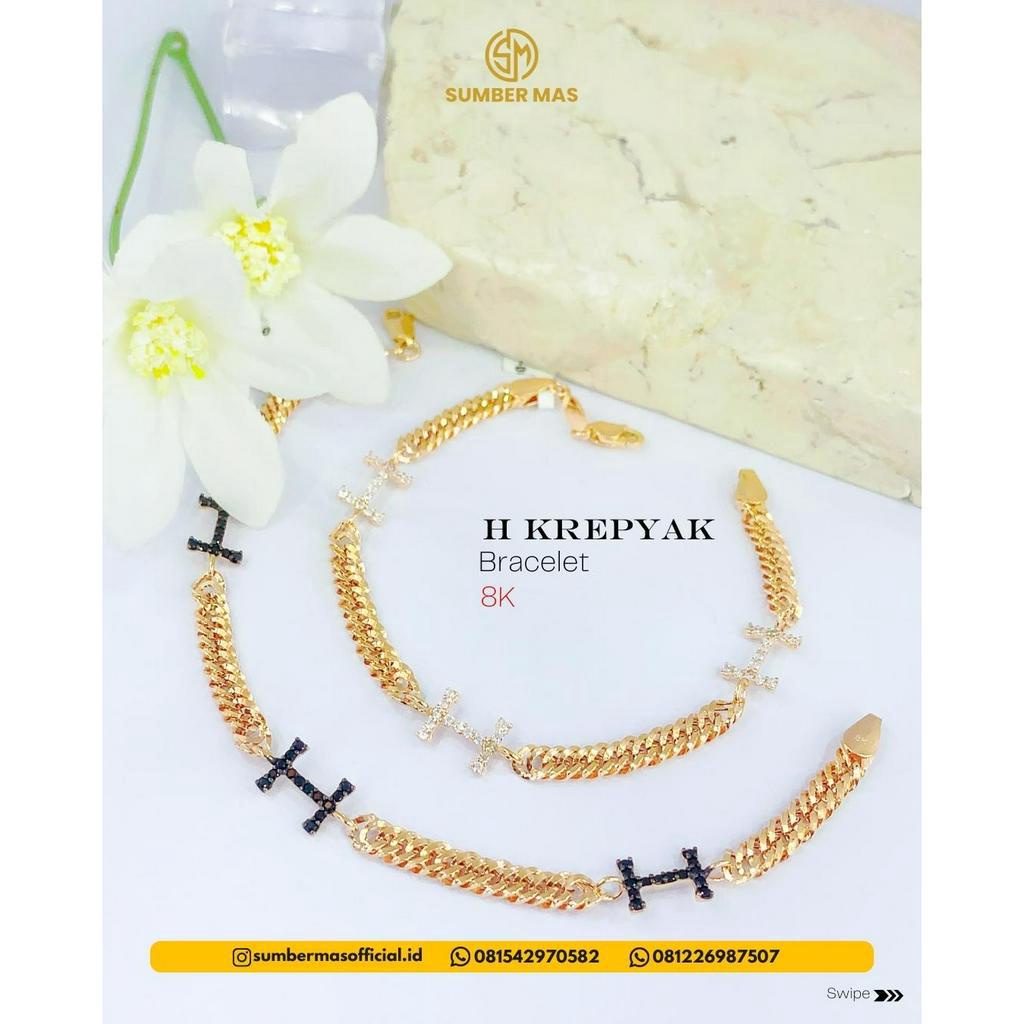 GELANG H KREPYAK BLACK n WHITE FASHION 8K - SUMBER MAS