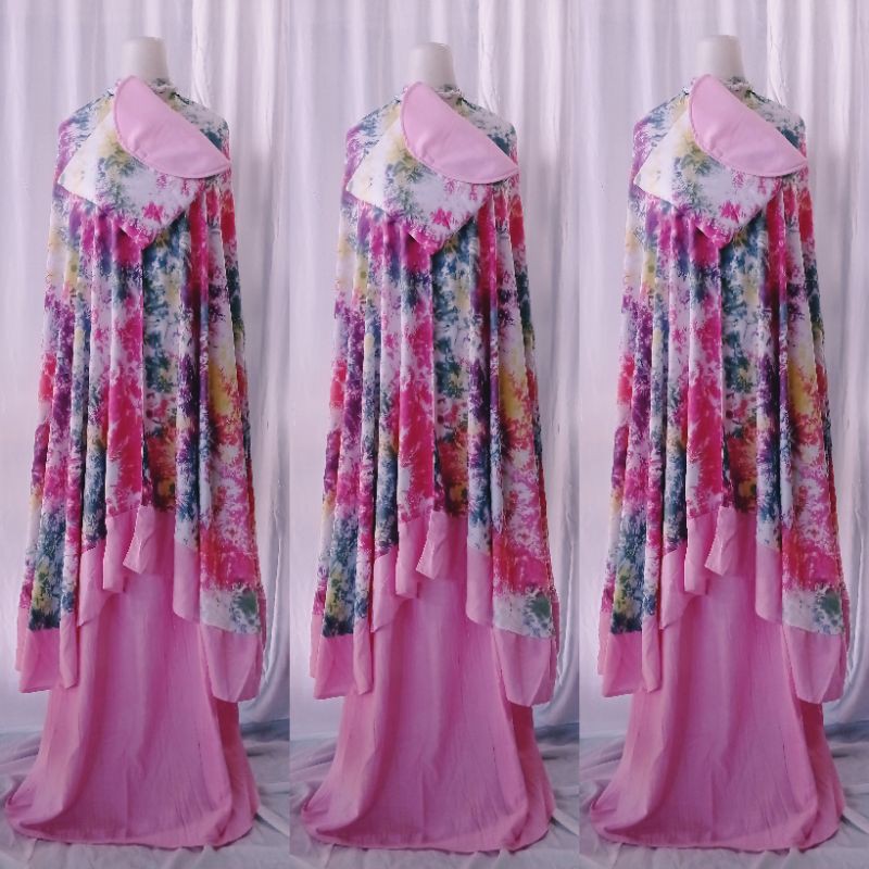 mukena bali rayon tie die/ mukena jumbo rempel khas bali