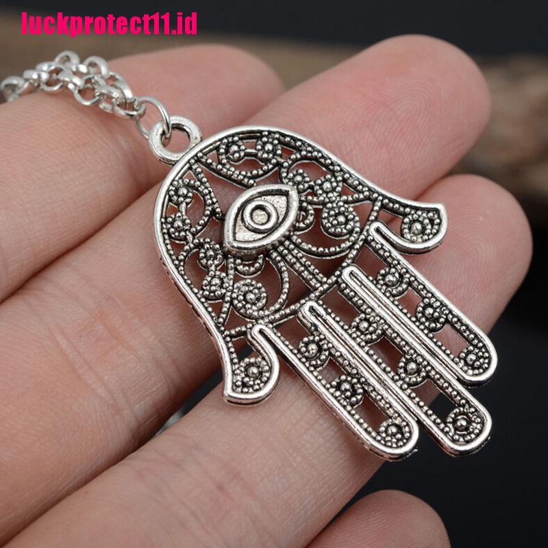 Kalung Rantai Dengan Liontin Tangan Hamsa Fatima Evil Eye Untuk Perlindungan Keberuntungan