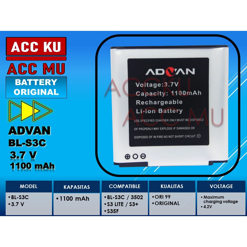 BATERAI ADVAN S3 PLUS BATTERY ADVAN S3C 3502 S3LTE S35F  ORIGINAL 99