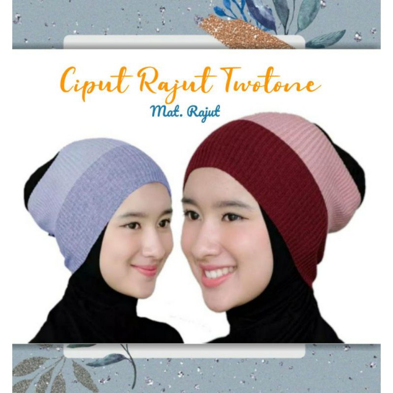 Ciput Bandana Rajut 2 Warna / Inner rajut / Ciput Rajut twotone / Bandana Rajut Twotone / Ciput -mw