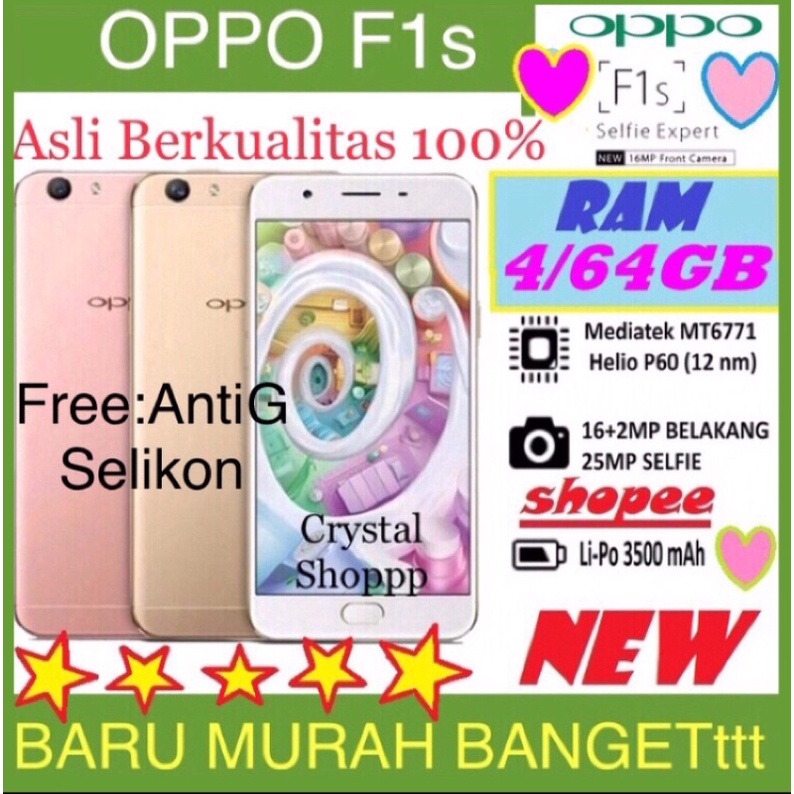 OPPO F1s ORI RAM 4/64GB BARU FULLSET SEGEL GARANSI 1TAHUN ASLI BERKUALITAS 100%