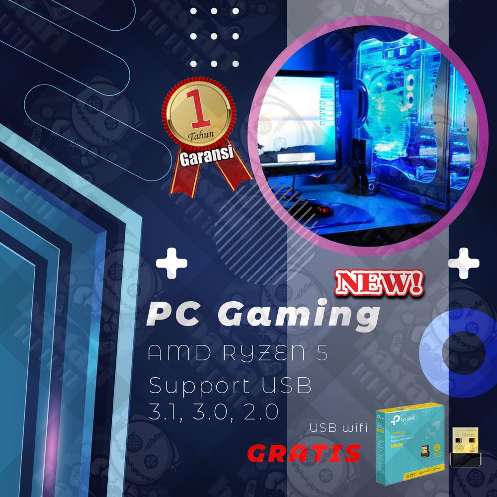 Pc Gaming Fullset Reyzen 5 3400G Cpu Rakitan Komputer Lengkap Bk11