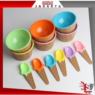 Image of OSM JKT M5466 Mangkok Ice Cream / Ice Cream Bowl / Set Mangkok Sendok Ice Cream Aesthetic / Mangkuk Masker Es Krim Lucu Warna-Warni