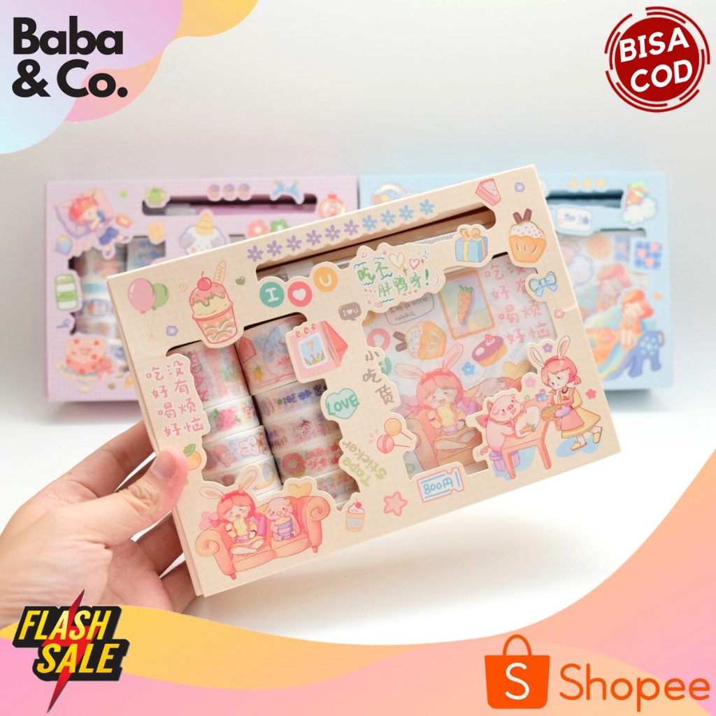 

STIKER CUTE GIRL STIKER BLUDRU WASHITAPE 1 SET DAPAT CUTTER STIKER YD-SZKD