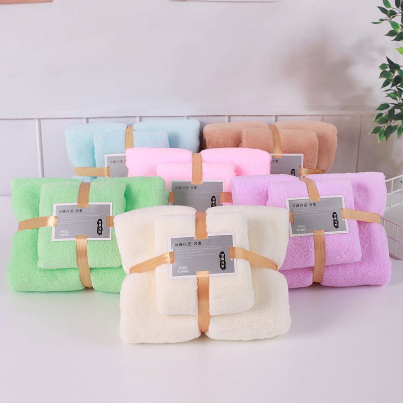 Handuk Mandi Set 2 In 1 Murah Catton Towel Handuk Import Microfiber Lembut Halus Good Quality