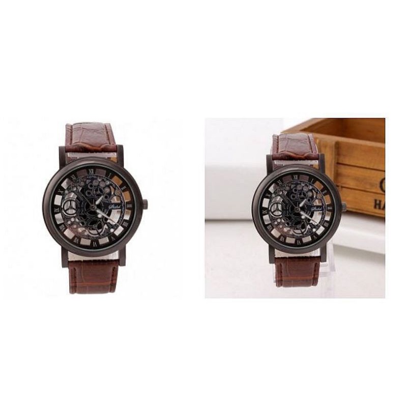 Jam Tangan Transparant Jam Tangan Analog Pria GMT886 Jam Hollow Jam Skeleton Mesin