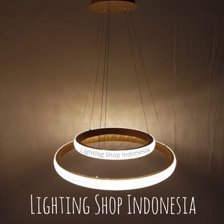  Lampu  gantung  led Gold bulat 2 ring modern  minimalis  hotel ruang  tamu  Shopee Indonesia