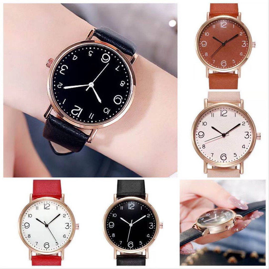 Jam Tangan Wanita Strap Pu Leather Analog / Jam Tangan Wanita Casual Pu Leather Fashion Import