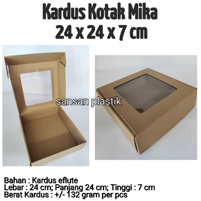 Kardus Kotak Mika 24x24x7 cm / Box makanan mika / Kotak Mika / Kotak Kue