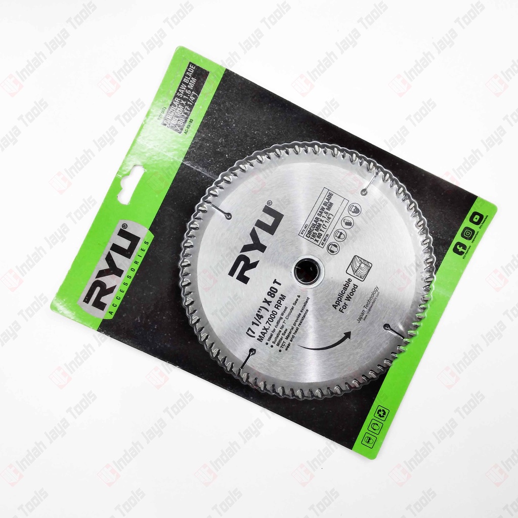 RYU 7 X 80T Circular Saw Blade - Mata Pisau Potong Gergaji Kayu Wood