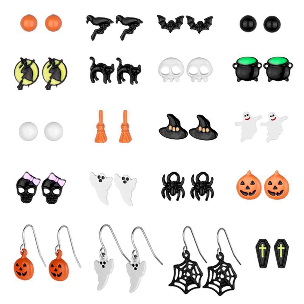 NEEDWAY Women Stud Earrings Punk Untuk Perempuan Anting Tetes Labu Hantu Kelelawar