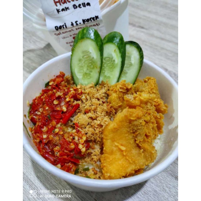 

ricebowl ikan dori dan kulit aneka sambal