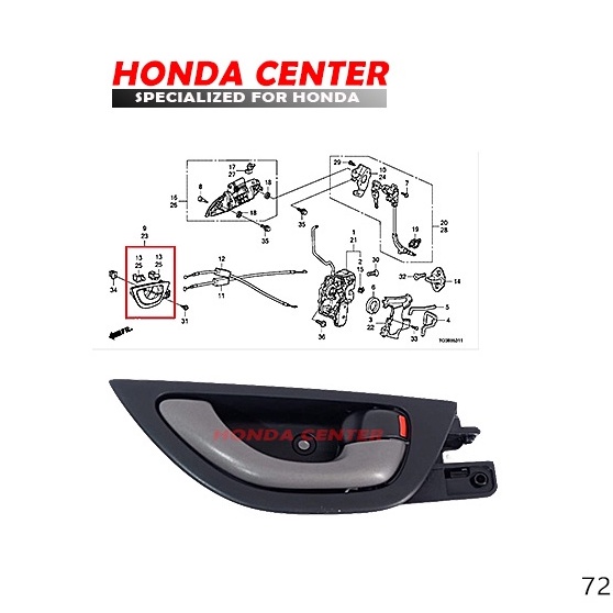 Handle handel tarikan pintu dalam depan kanan jazz s rs ge8 2008 2009 2010 2011 2012 2013 2014 72120-TF0