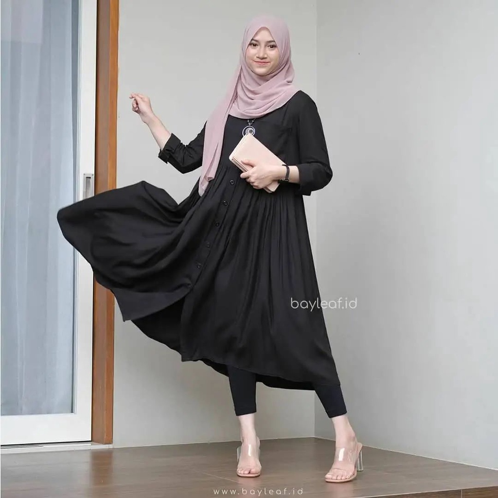 PRATIWI LONG TUNIK BL Bahan KATUN RAYON Fashion Muslimah Tunik Wanita Simple Gamis Trendy Muslimah K